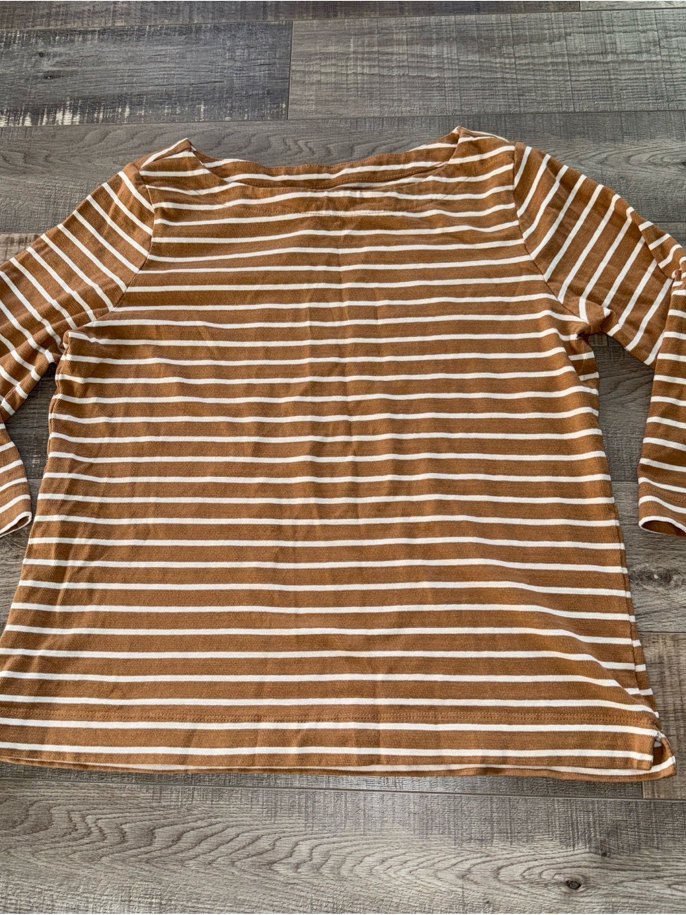 LOFT Striped Boatneck Women's Top in Camel and White